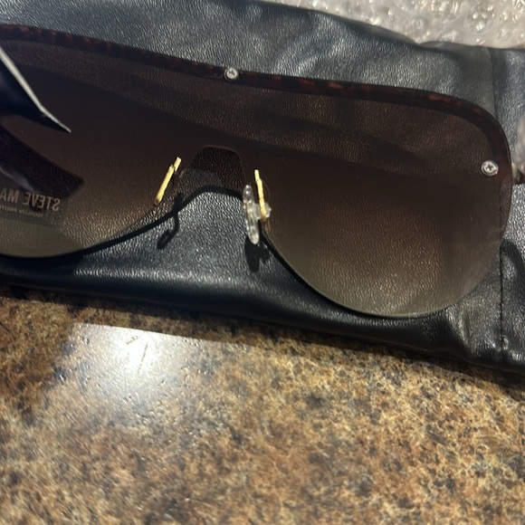 Steve Madden Leonel Sunglasses Brown Metal Frame Lightweight Rectangular Womens - Picture 9 of 11